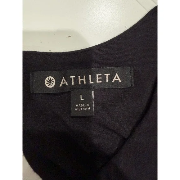 Athleta Santorini Thira Midi Dress Black Twist Back Sleeveless Size Large - Picture 4 of 6